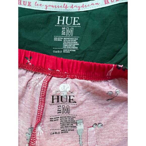 HUE Womens Medium Holiday Pajama Lounge Set Christmas Cocktails Snowmen NEW! - Picture 10 of 11
